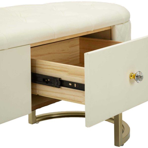 Banc effet matelassé avec 2 tiroirs Sharon 120 x 40 x 43 cm - 8