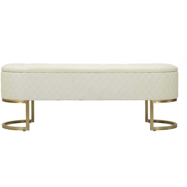 Banc effet matelassé avec 2 tiroirs Sharon 120 x 40 x 43 cm - 6