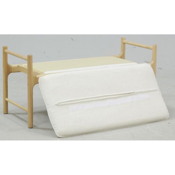 Banc en bois avec coussin en coton blanc - 6