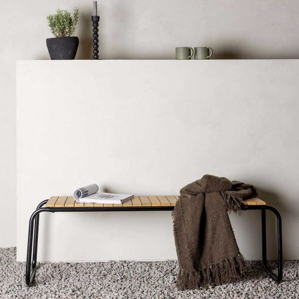 Banc de jardin en aluminium et acacia Holmbeck - VENTURE HOME