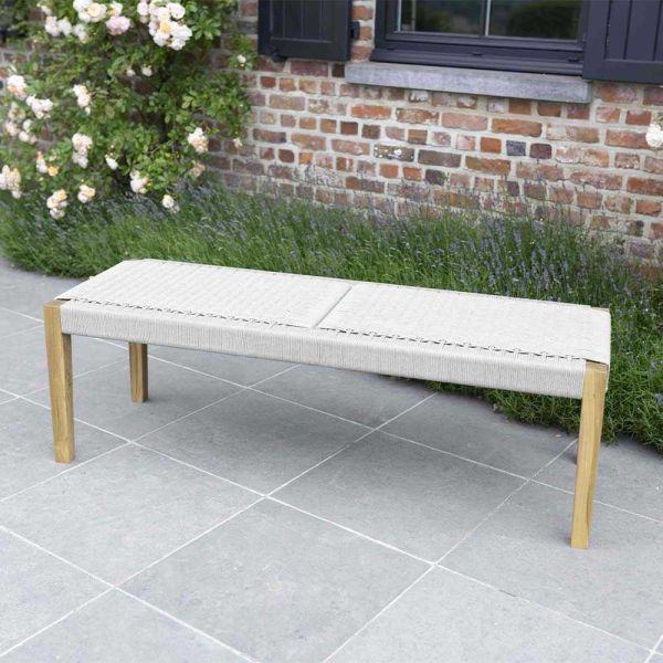Banc de jardin en teck massif et cordage Calvi - 5