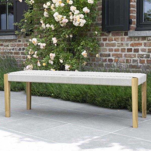 Banc de jardin en teck massif et cordage Calvi - 6