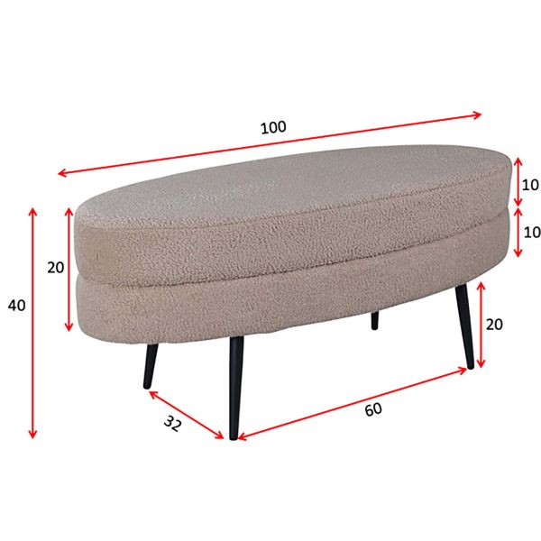 Banc ovale en acier et polyester Otto - VEN-0340