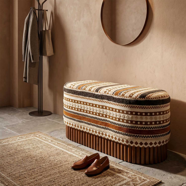 Banc ovale en tissu Etnic 82 x 40 x 40 cm - MAURO FERRETTI