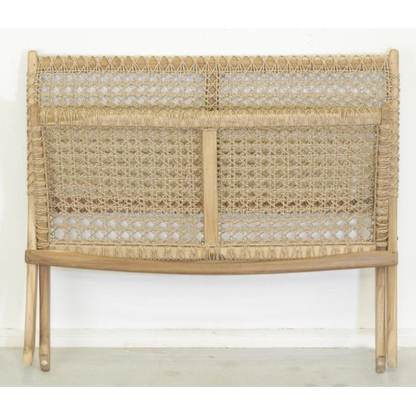 Banc pliant en teck et rotin synthétique beige Outdoor - AUB-5874