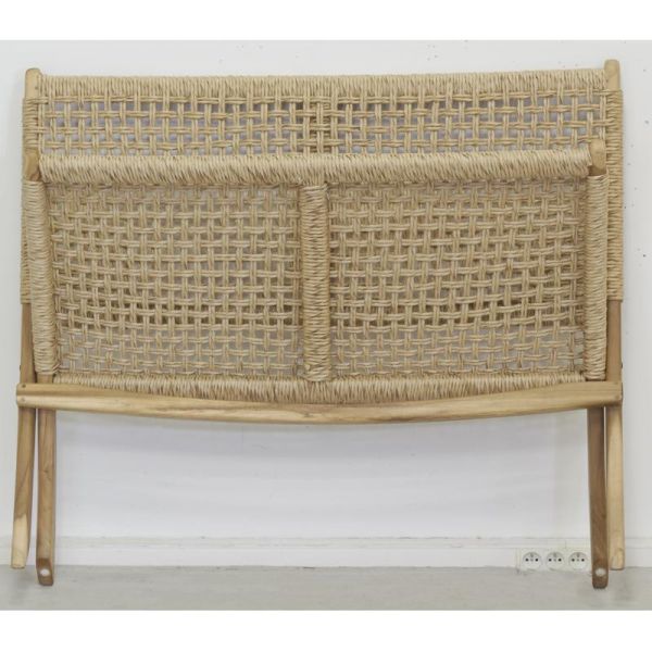 Banc pliant en teck et rotin synthétique beige BAIA - 5