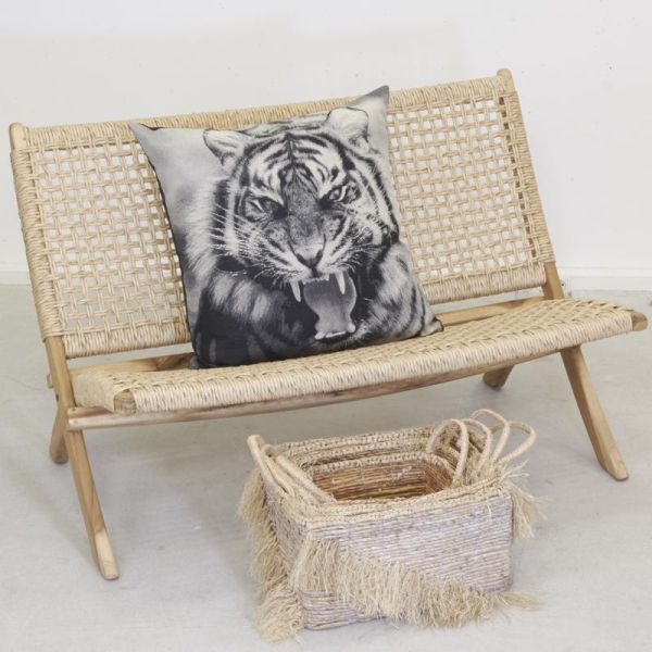 Banc pliant en teck et rotin synthétique beige BAIA - AUBRY GASPARD