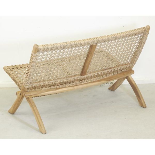 Banc pliant en teck et rotin synthétique beige Outdoor - 479