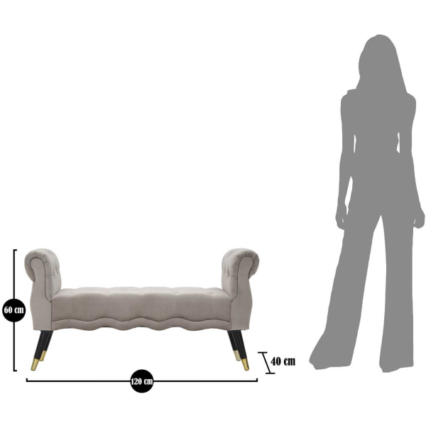 Banc en tissu Paris 120 x 40 x 60 cm - MAU-0815
