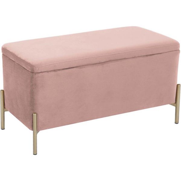 Banc en velours et pieds dorés avec couvercle amovible