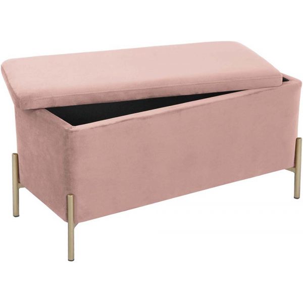 Banc en velours et pieds dorés avec couvercle amovible - LEITMOTIV