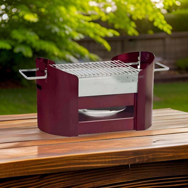 Barbecue Foxy rouge avec chauffe-assiettes - DON HIERRO