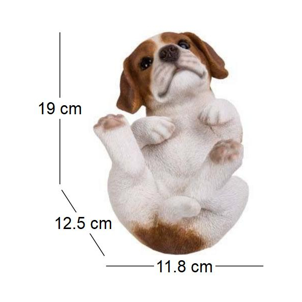 Bébé Jack russel sur le dos en résine 19 cm - 