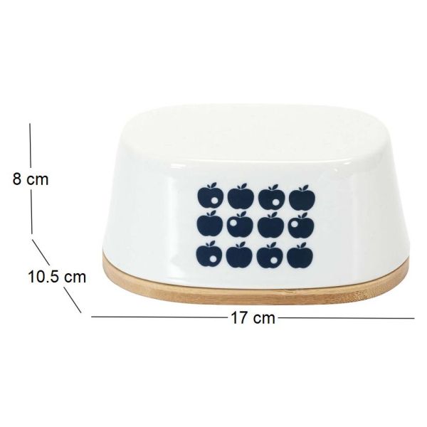 Beurrier en porcelaine plateau en bambou Rétro - 6