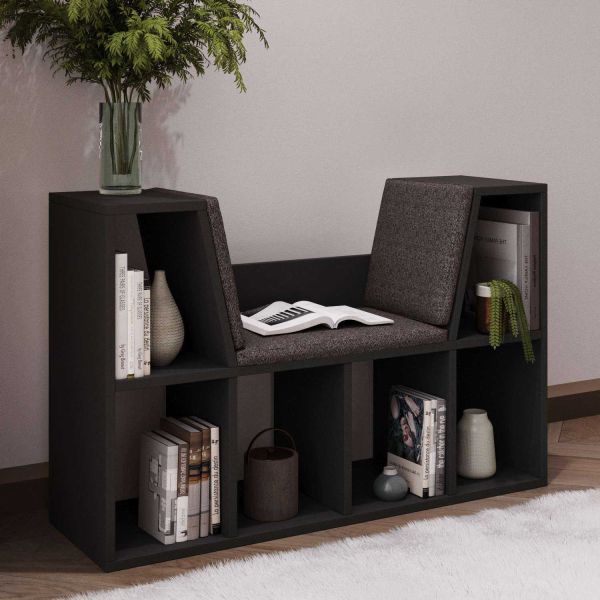 Bibliothèque avec banc en aggloméré Livora - HANAH HOME