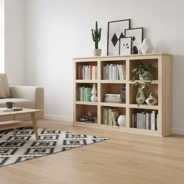 Bibliothèque en bois brut 9 cases - AUBRY GASPARD