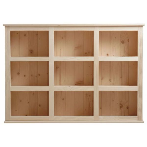 Bibliothèque en bois brut 9 cases - 455