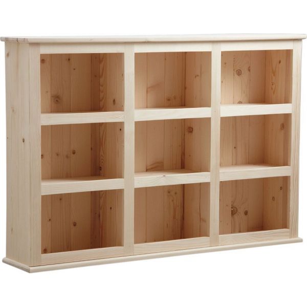 Bibliothèque en bois brut 9 cases