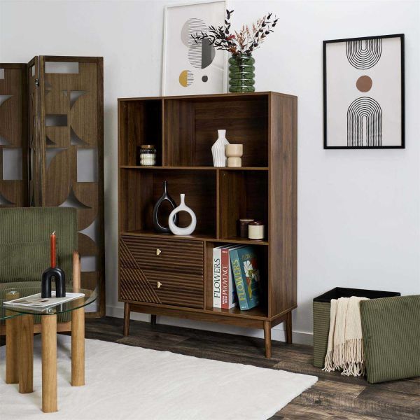 Bibliothèque en bois 5 niches et 2 tiroirsTiffany - THE HOME DECO FACTORY