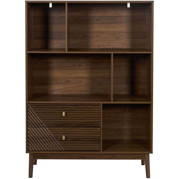 Bibliothèque en bois 5 niches et 2 tiroirsTiffany - CMP-5240