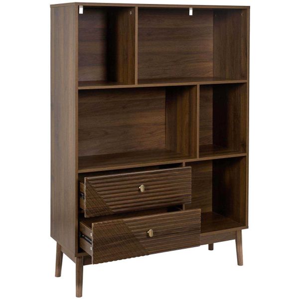Bibliothèque en bois 5 niches et 2 tiroirsTiffany - 159