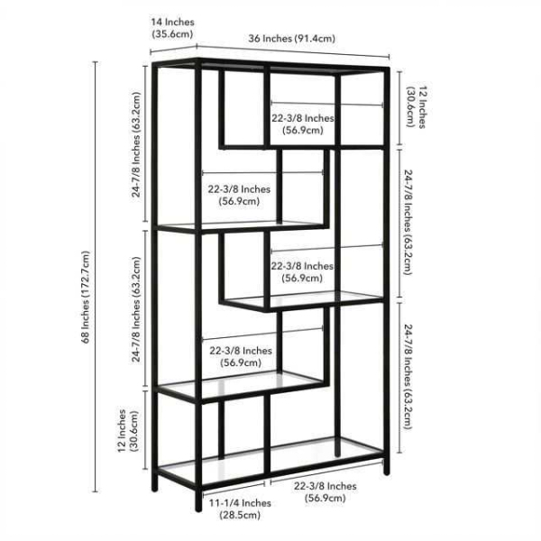 Bibliothèque en métal et verre trempé Bryce - ASI-2390