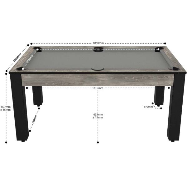 Billard convertible table 6 personnes Texas + plateaux dinatoires + pack accessoires Confort - JGF-0417