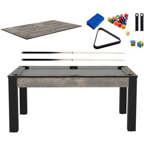 Billard convertible table 6 personnes Texas + plateaux dinatoires + pack accessoires Confort