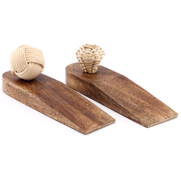 Bloc porte en bois de manguier Tressage 15 x 3.5 cm - 4,90
