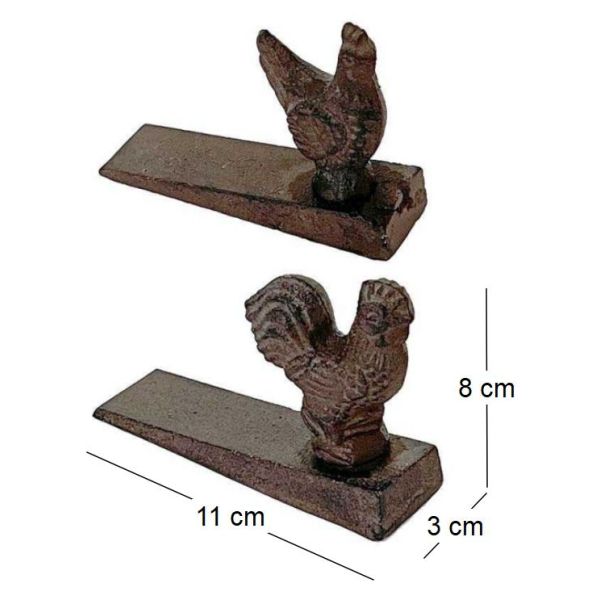 Bloque porte en fonte Coq et poule 11 x 3 x 8 cm (Lot de 2) - 8,48