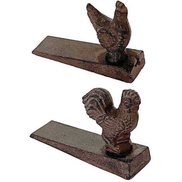 Bloque porte en fonte Coq et poule 11 x 3 x 8 cm (Lot de 2)