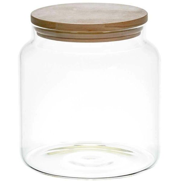 Bocal de conservation en verre couvercle en bois 1.9 litres
