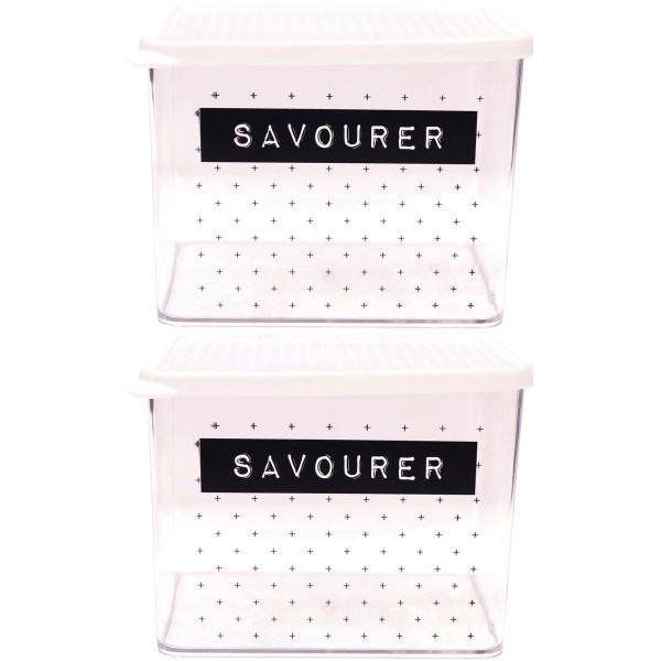 Boîte de conservation transparente à messages couvercle blanc (Lot de 2)