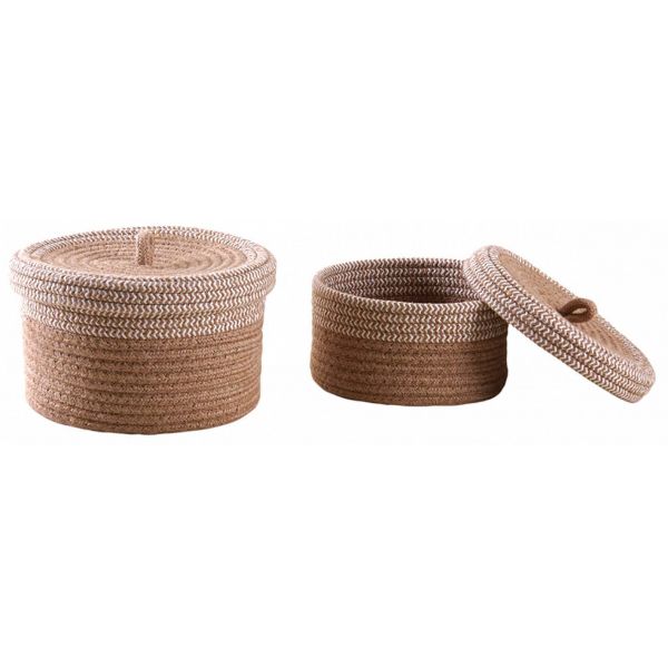 Boite en jute naturelle et blanche (Lot de 2)