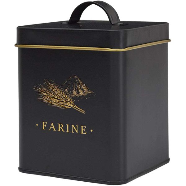 Boite en métal noir et doré