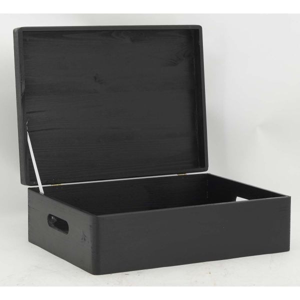 Boite de rangement avec couvercle en pinJet black - Pinus