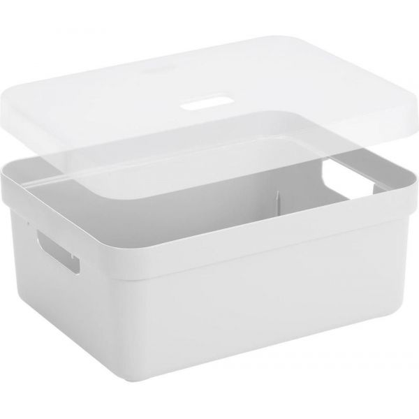 Boite de rangement avec couvercle transparent sigma home box 24l (blanc)