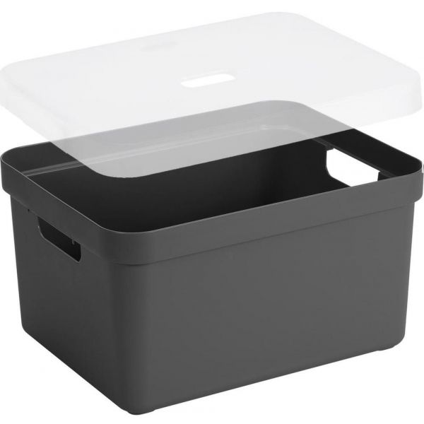 Boite de rangement avec couvercle transparent Sigma home Box 32 L