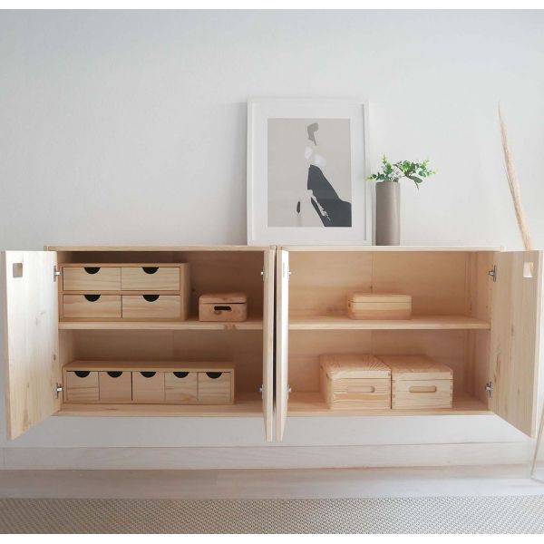 Boîte de rangement en pin massif avec couvercle - 12,67