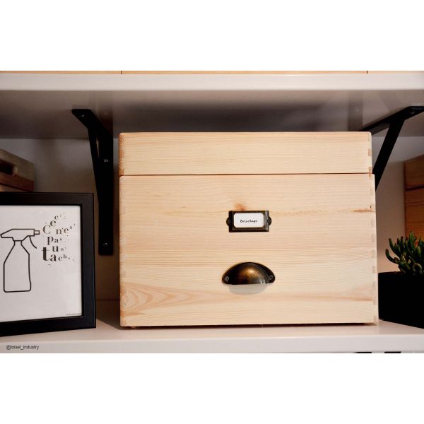 Boîte de rangement en pin massif avec couvercle - 25,42