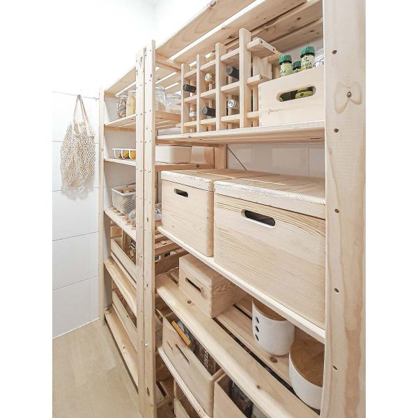 Boîte de rangement en pin massif avec couvercle - 9