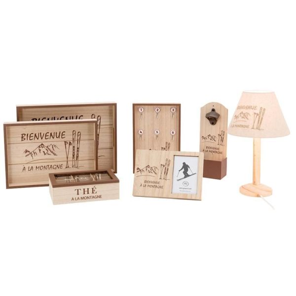Boîte à thé en bois naturel avec décor montagne et couvercle en verre - 6