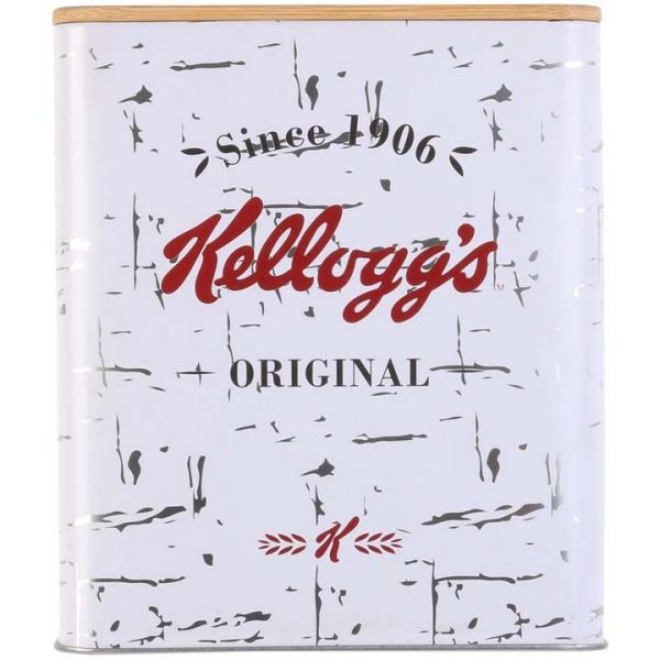 Boîte vintage en métal couvercle en bois Kelloggs
