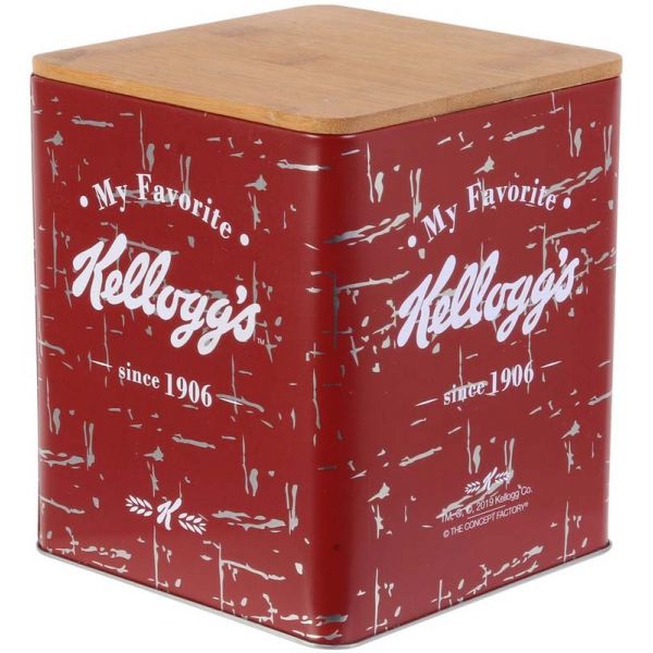 Boîte vintage en métal couvercle en bois Kelloggs - KELLOGGS