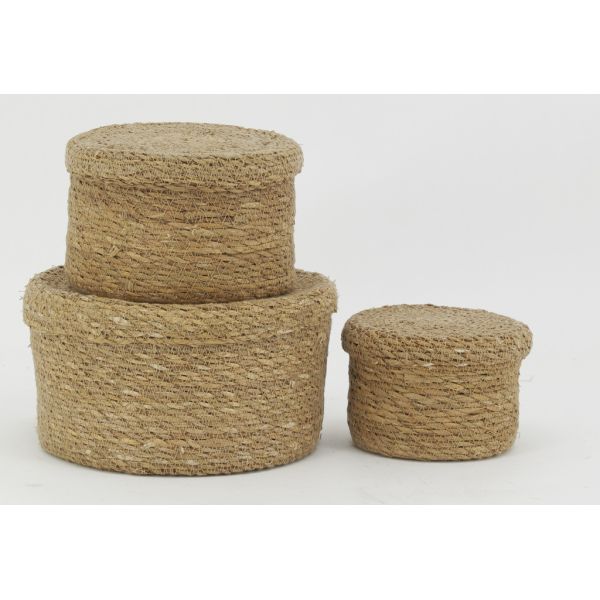 Boites rondes en jonc naturel (Lot de 3) - AUBRY GASPARD