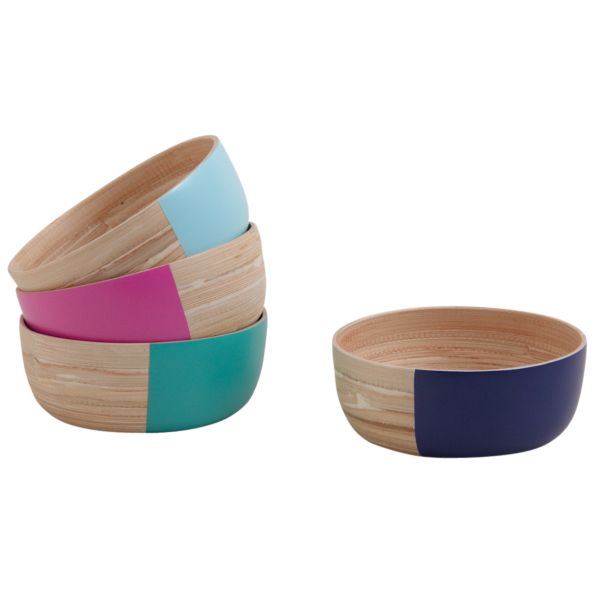 Bol en bambou naturel et coloré (Lot de 4)
