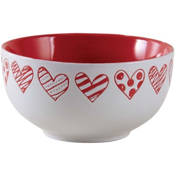 Bol en grès blanc avec coeur rouge (Lot de 3) - AUBRY GASPARD