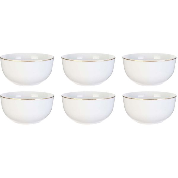 Assiette en porcelaine avec liseré doré (lot de 6) assiettes plates - 26 cm  Couleur blanc Cmp