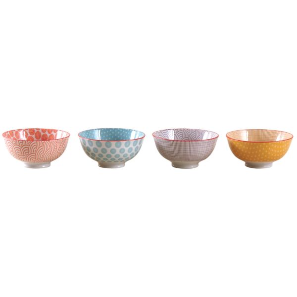 Bol en porcelaine motifs colorés (Lot de 4) - AUB-6755
