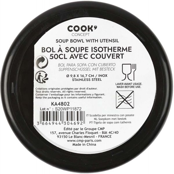 Bol à soupe isotherme en inox avec couvert 50 CL - 7